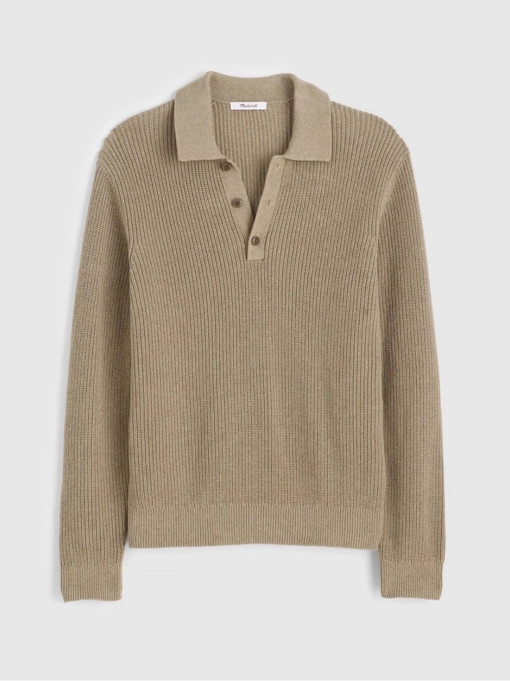 Madewell Cotton Shaker-Stitch Polo in Heather Sage Size L New! $128 NW440